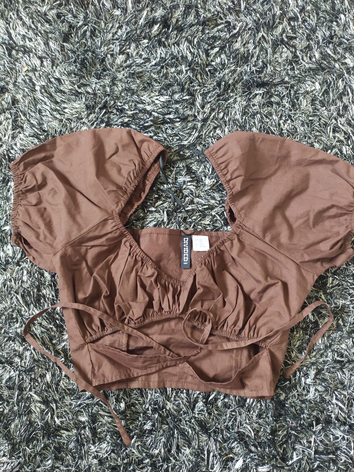 Bluzka top H&M, brązowa, rozmiar XXS