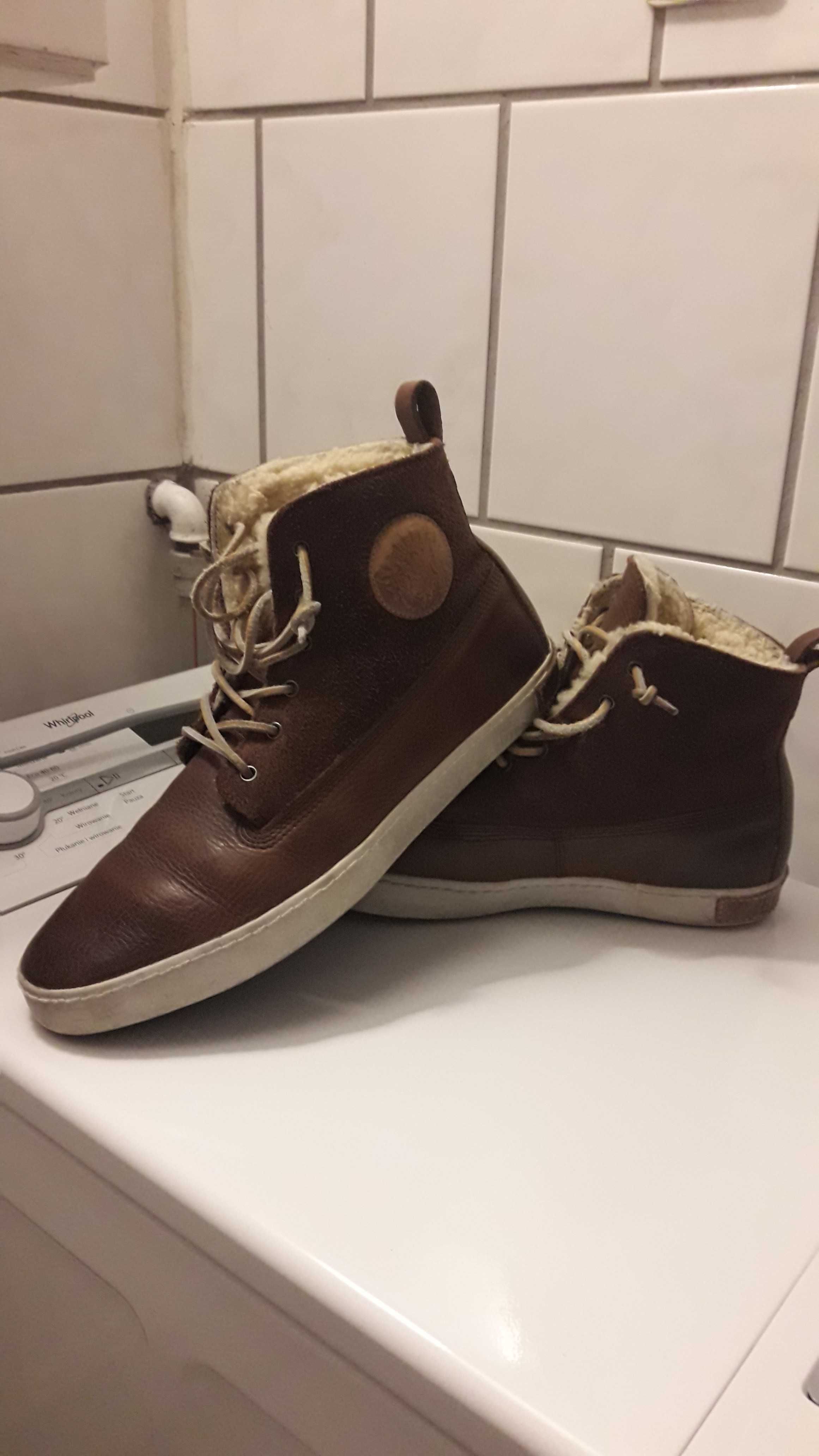 buty zimowe męskie 44 skórzane owcza wełna ! żemienie sznurówki !
