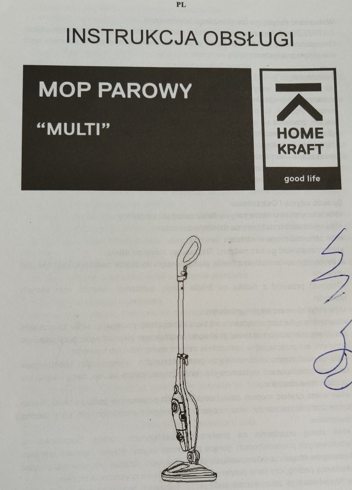 Mop parowy sieciowy Homekraft.