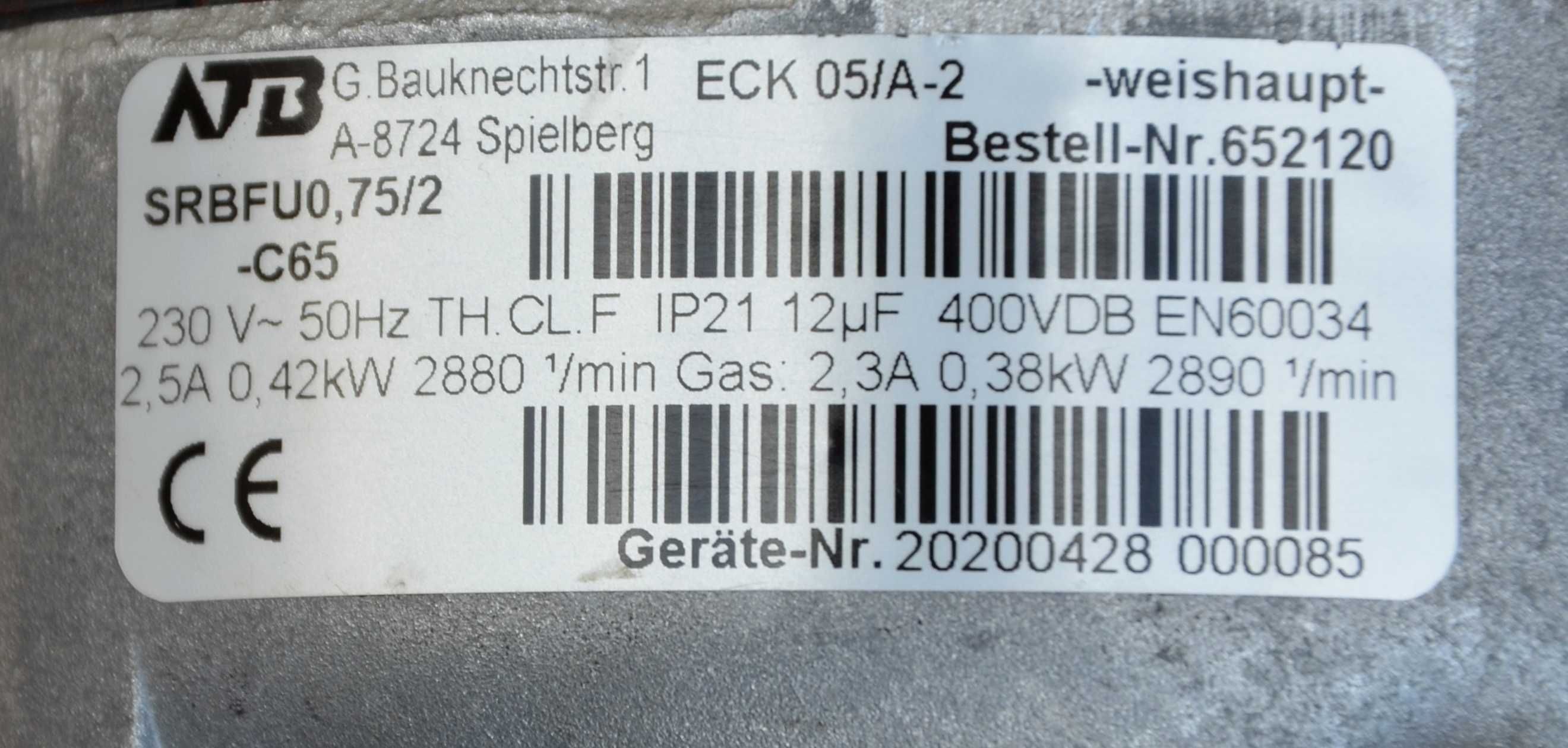 Silnik Weishaupt WL30-C/WG30-C   ECK 05/A-2 + wentylator