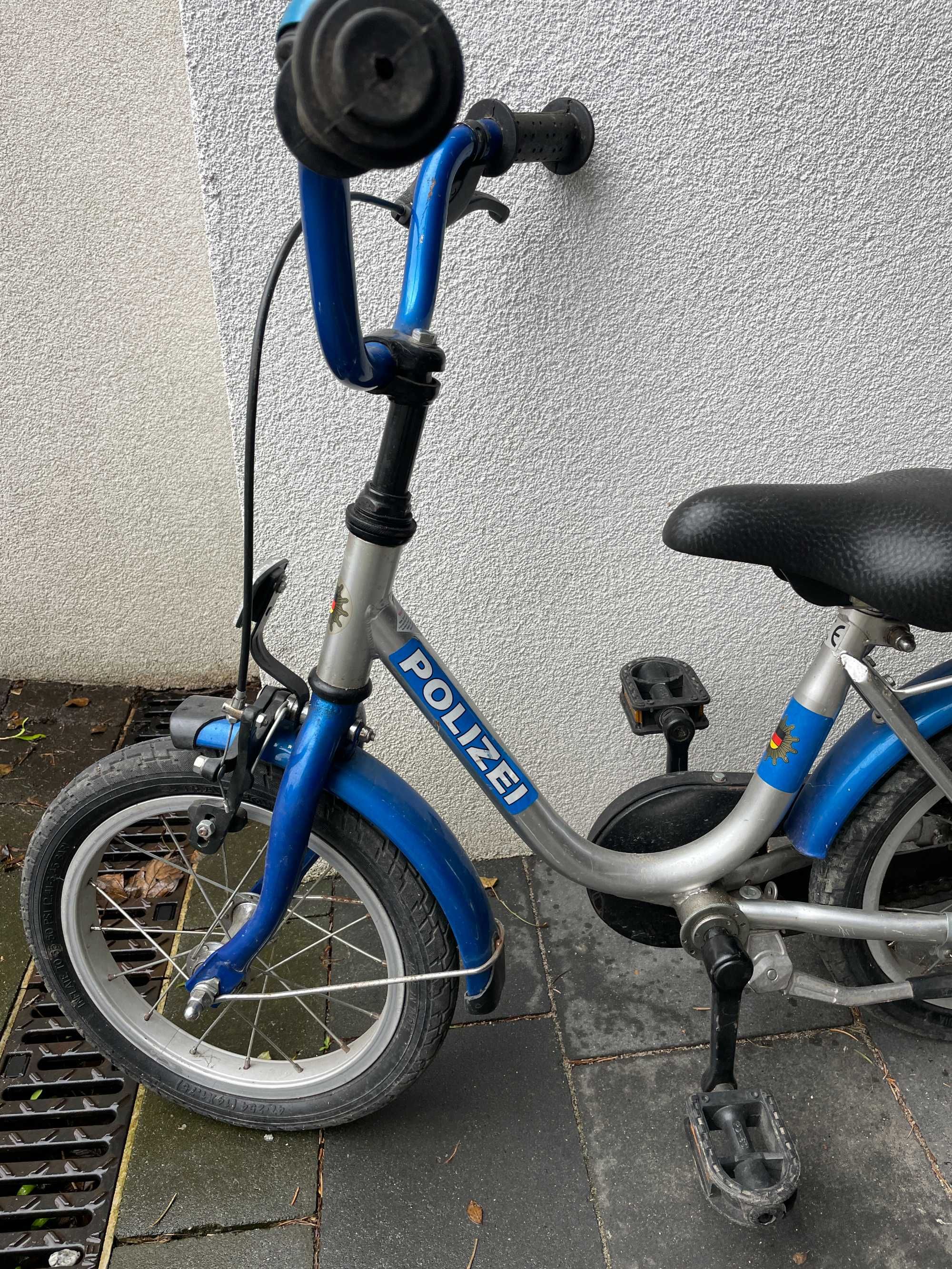 Puky 12 cali Polizei dla chłopaka z drążkiem do prowadzenia rowerka