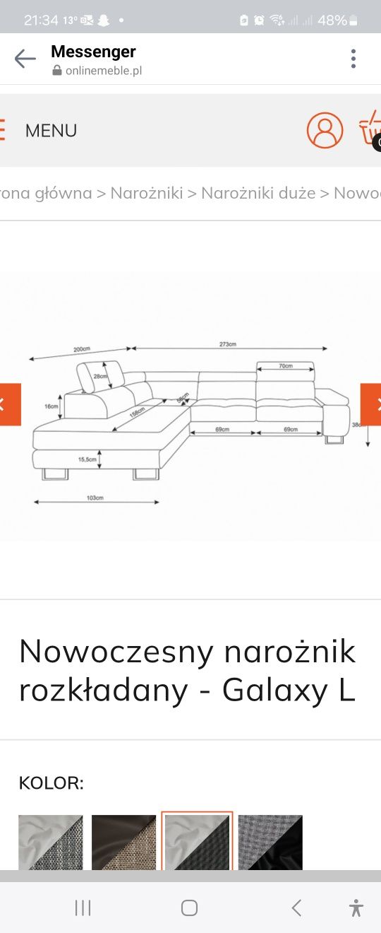 Narożnik z funkcją spania