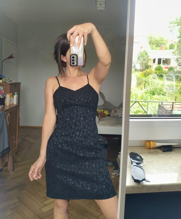 Black dress camisole czarna sukienka ramiączka S M
