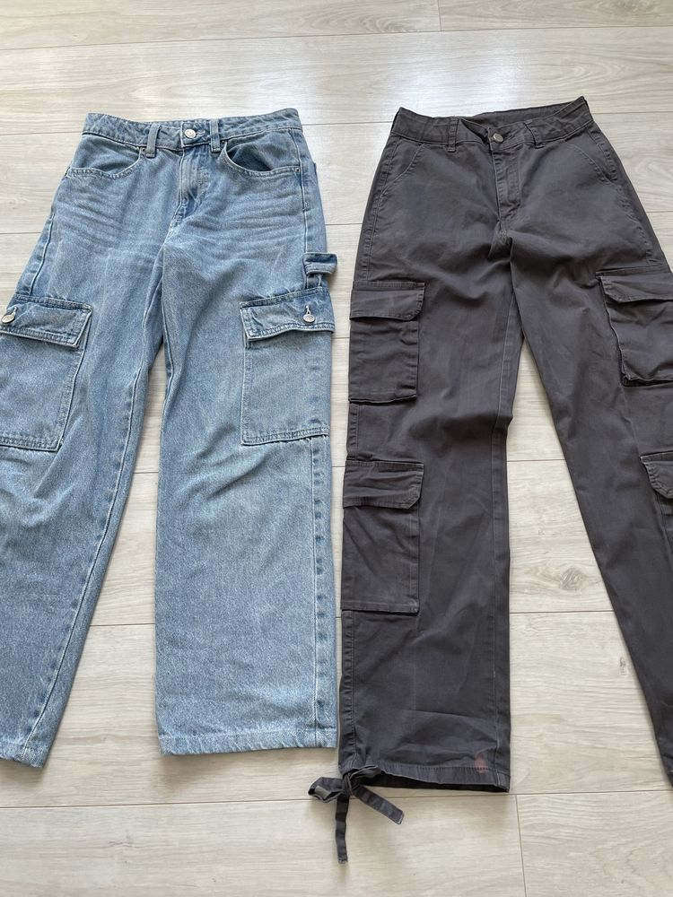 Spodnie, jeansy damskie  2 szt XS cargo, bojówki