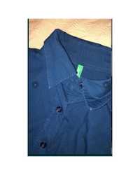 Koszula niebieska Benetton S granatowa bawelna 36 bluzka