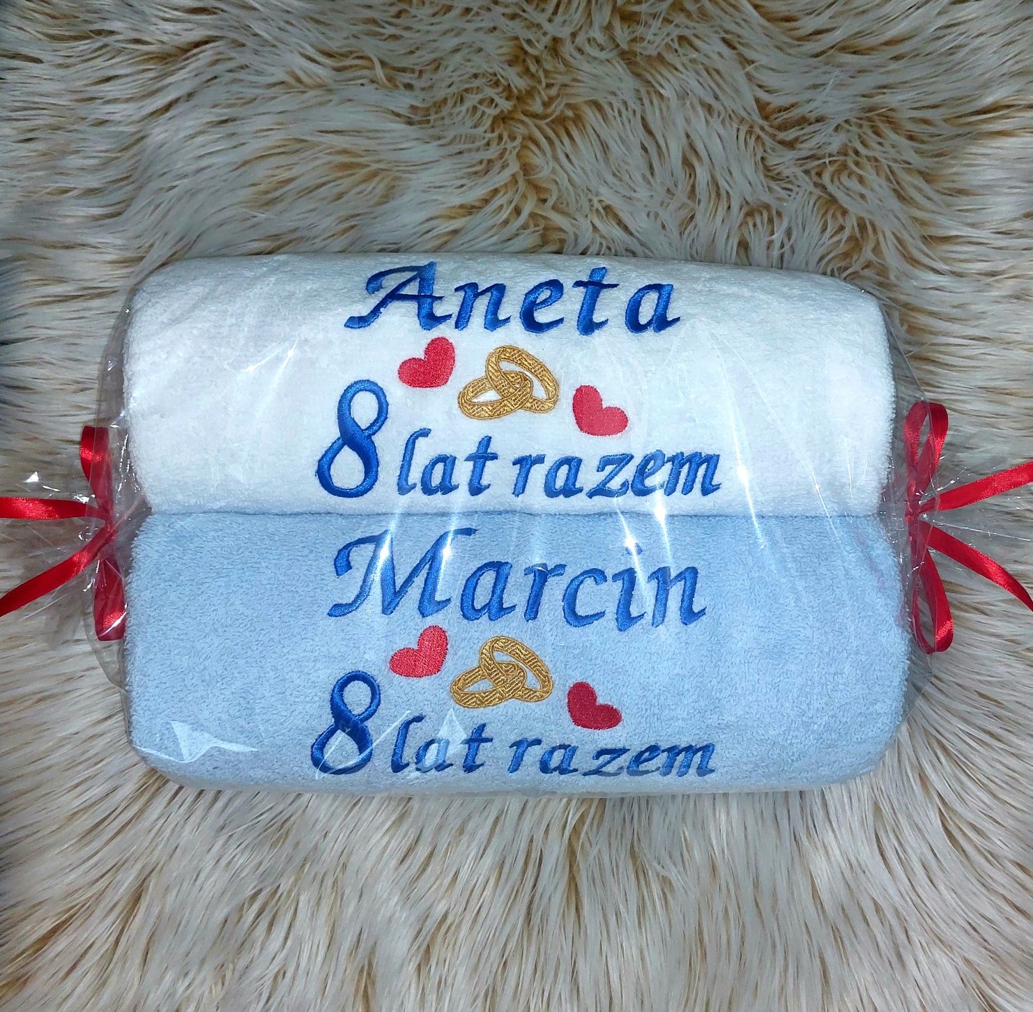 Komplet ręczników dużych z haftem na prezent, JUBILEUSZ