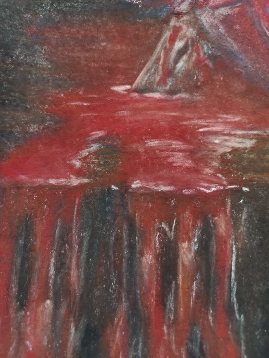 Картина Пастелью, "Верное Сердце" в деревянной раме со стеклом