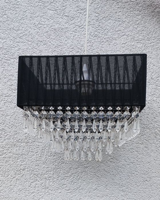 Lampa wisząca- czarna z kryształkami