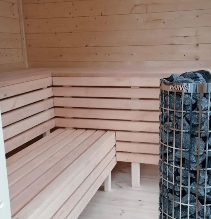 Sauna zewnętrzna ogrodowa 2,5m x 2,5m Ocieplona  Piec Witryna Okazja