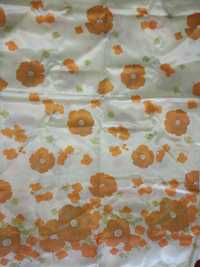 Ткань искуственный шелк с маками оранжевыми времен ссср раритет винтаж