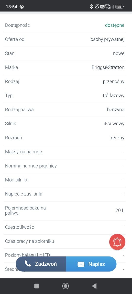 Agregat prądotwórczy inwertorowy 6.9 kw stabilizacja napięcia AVR NOWY
