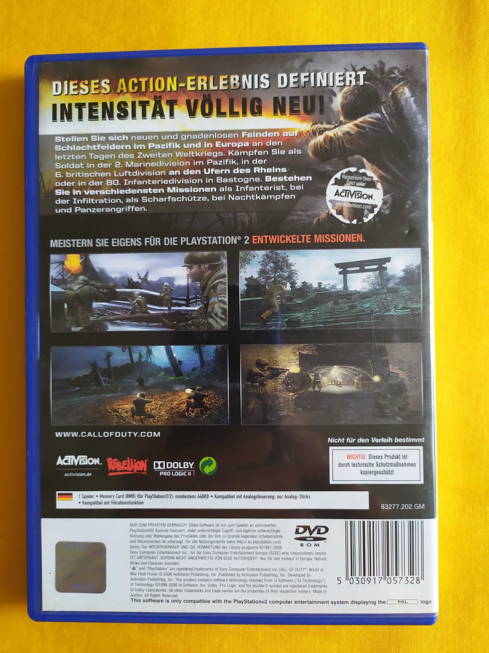Gra Call of Duty World at War Final Fronts CoD WaW PS2 PlayStation 2