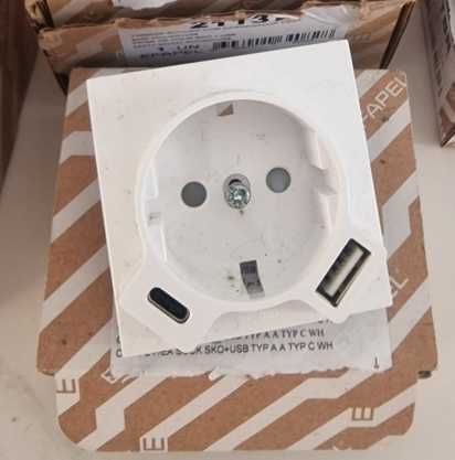 Efapel - Centro para Tomada Schuko + USB Tipo A e Tipo C