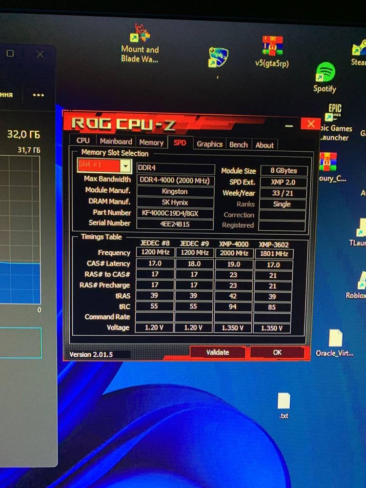 Озу kingstone 32gb ddr4 4000mhz, ssd ocz vertex mlc 128gb.