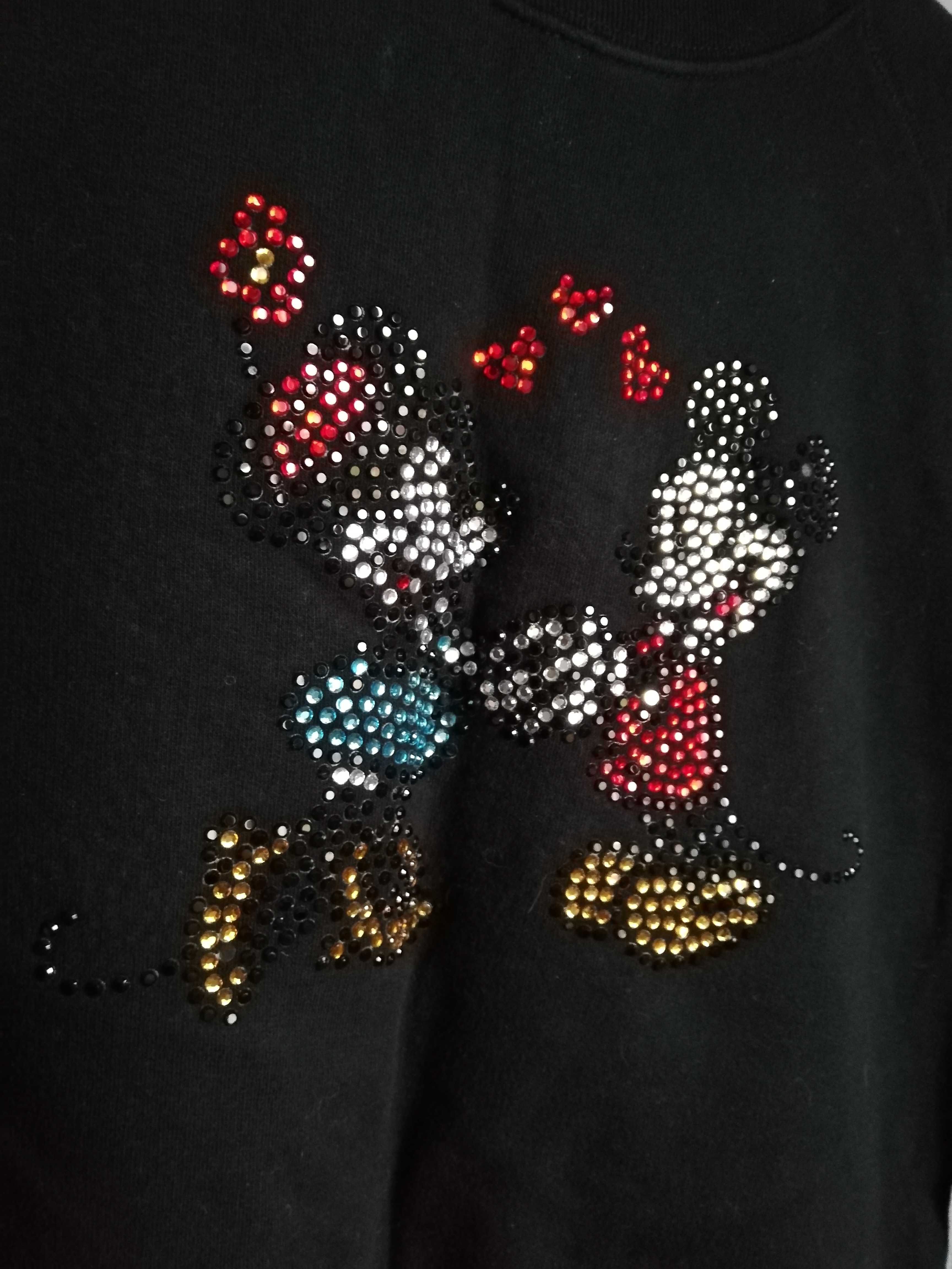 Czarna bluza Disney Mickey Minnie jety dżety kryształki rozmiar L
