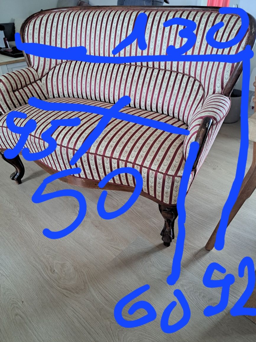 Sofa antyk 2 osobowa plus krzesło