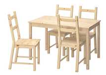 Mesa e 4 Cadeiras conjunto em Pinho Maciço (IKEA, INGO / IVAR)