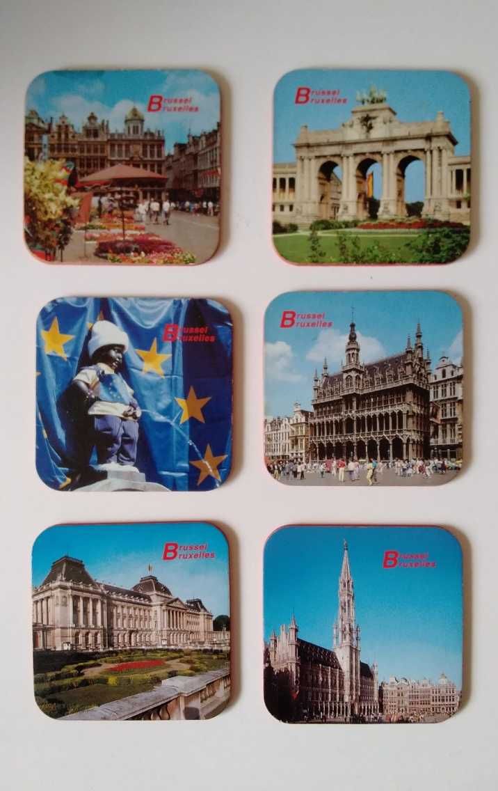 6 bases de copos tema cidade Bruxelas.
