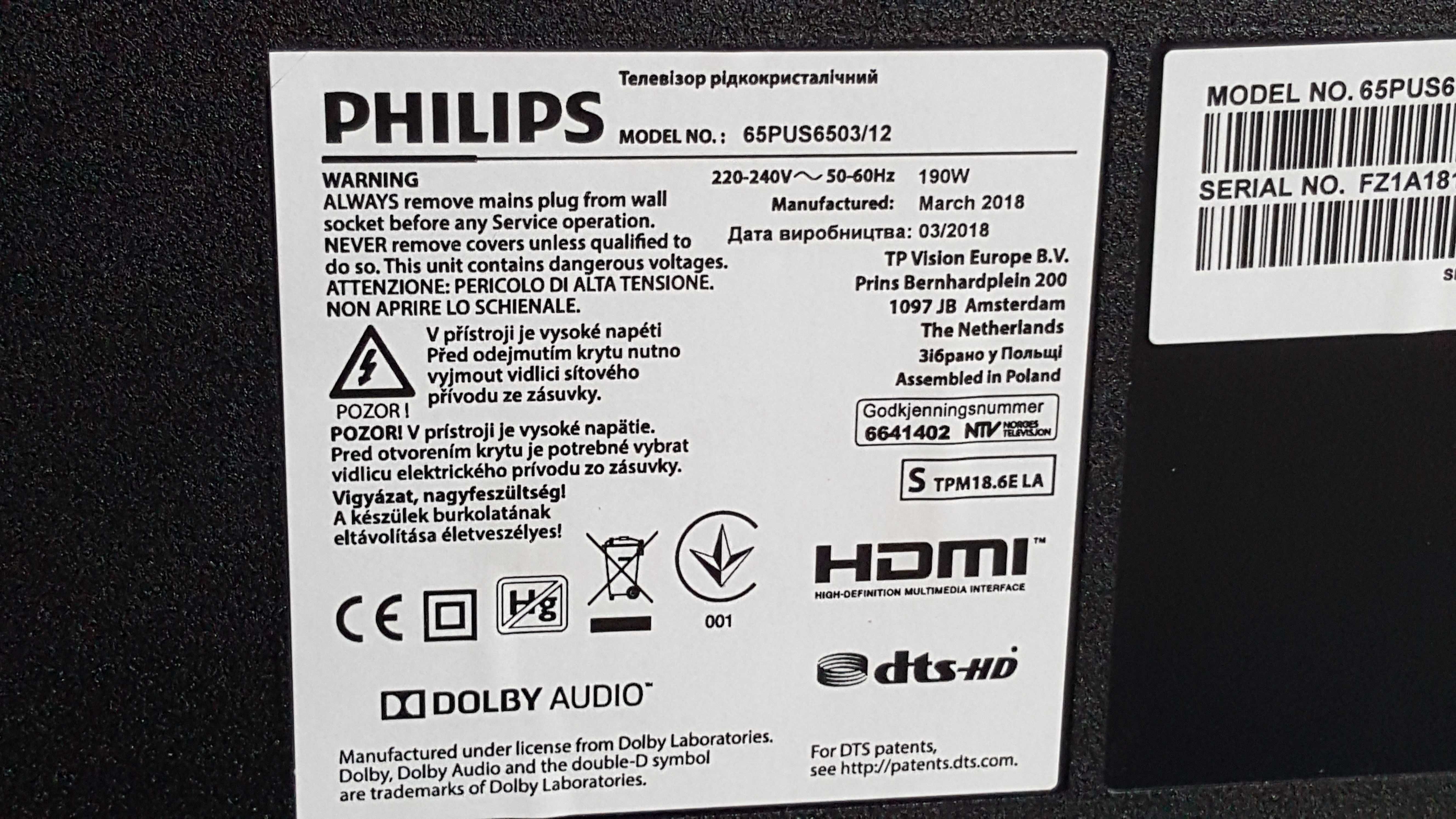 Tv Led Philips 65PUS6503/12