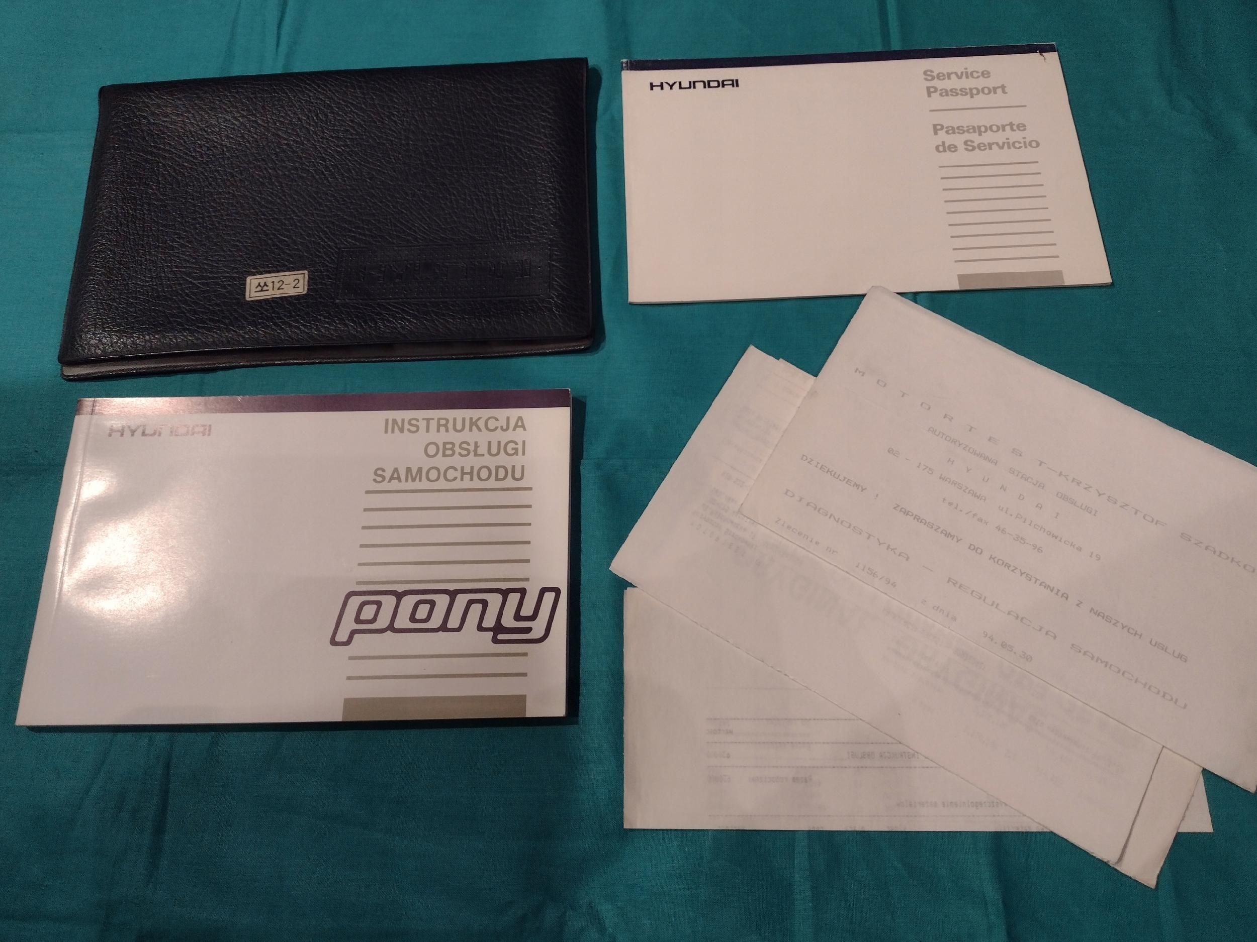 Hyundai Pony Instrukcja Książka Etui 1990 Komplet