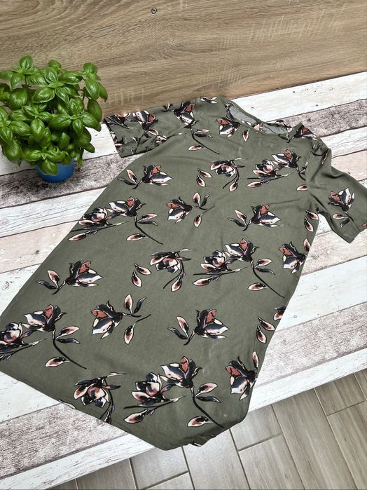 Tunika, krotka sukienka, z wiskozy, w kwiaty, rozmiar L