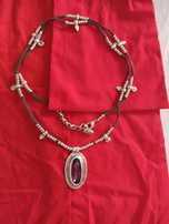 Conjunto UNO de 50 pulseira, colar, brincos e anel pedra roxa