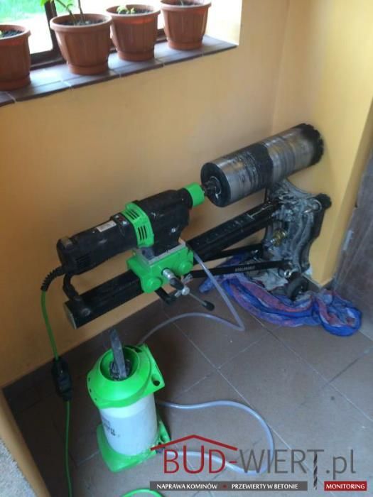 Przewierty w betonie techniką diamentową, diamentowe wiercenie kominów