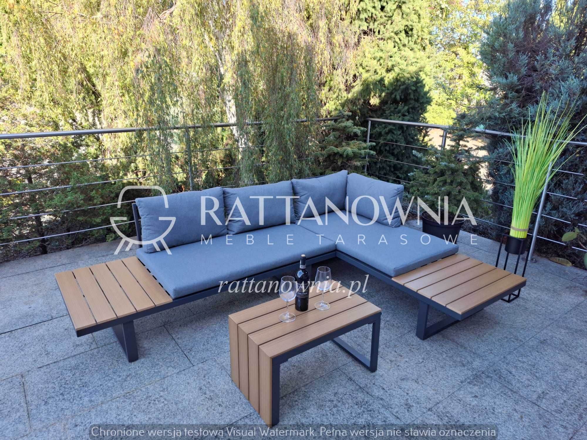 Narożnik Modułowy Aluminiowy Ogrodowy Nowoczesny Zestaw Wypoczynkowy