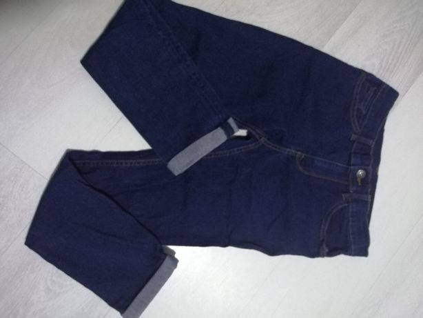 Jeansy 146 ciemny jeans slim wąskie nogawki