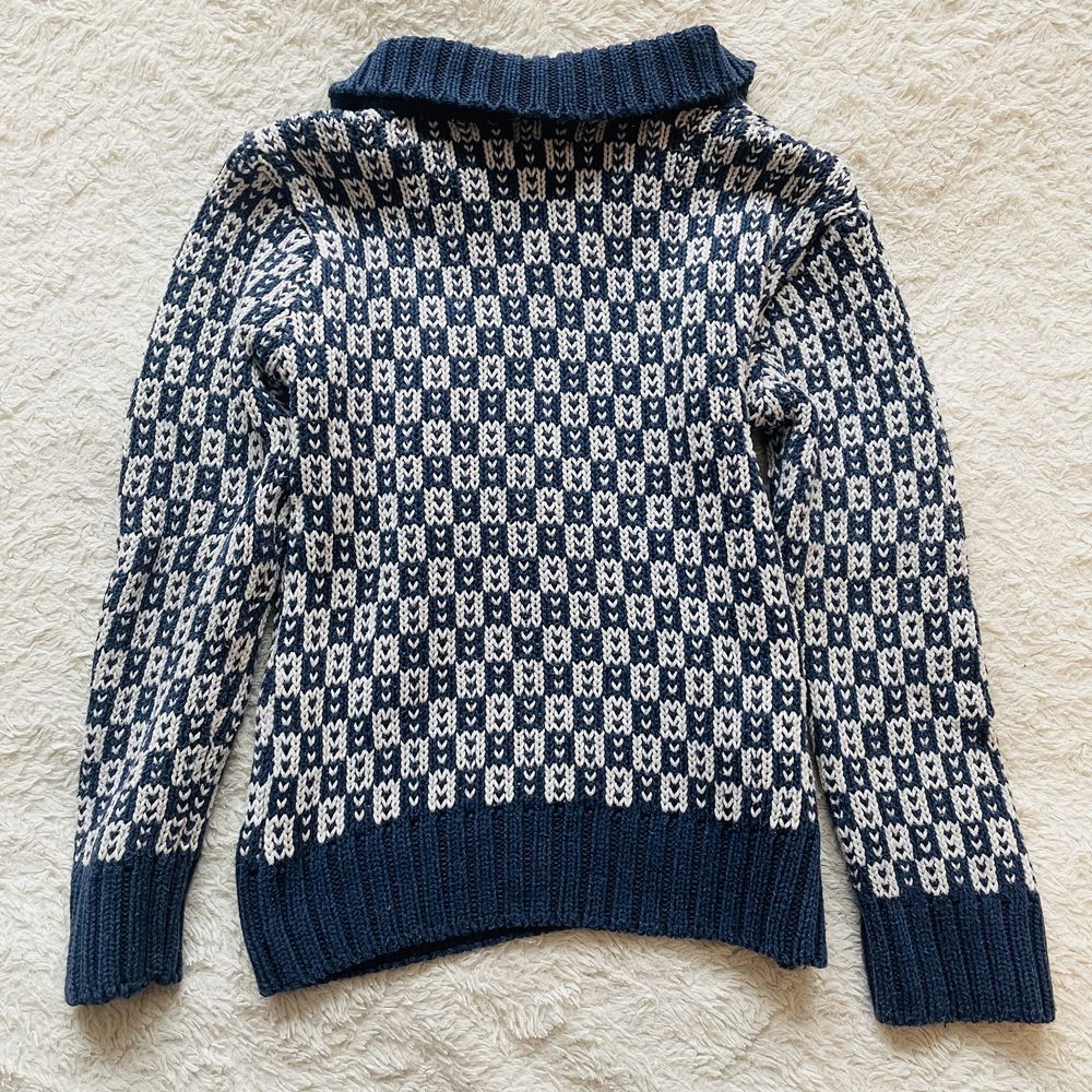 H & M sweter 110/116 biało-granatowy