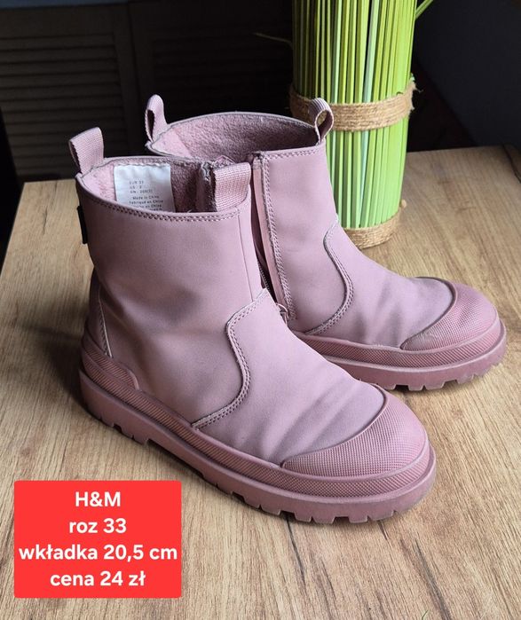 Buty botki sztyblety wodoszczelne H&M 33 ocieplane za kostkę na zamek