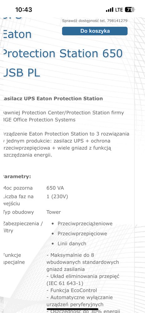 Zasilacz UPS Eaton Protection Station 650