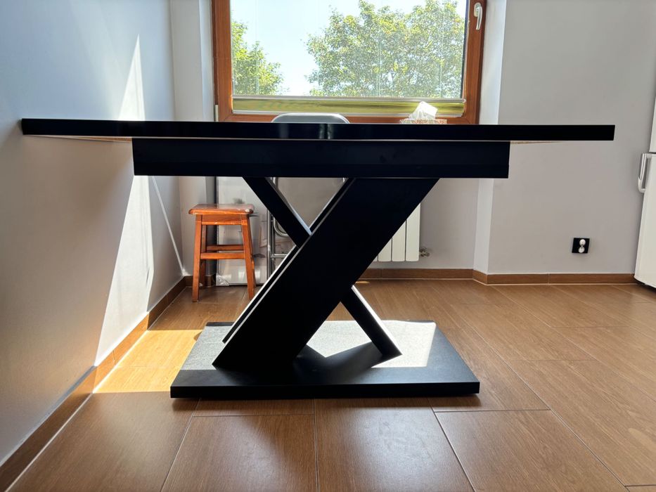 Agata meble biało czarny stół rozkładany NEXT