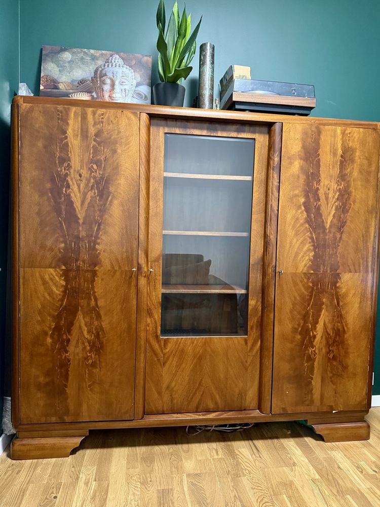 Gabinet art deco fornir biurko dwustronne i biblioteka PRL