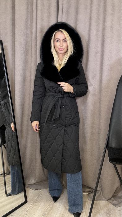 Зимове пальто з еко норкою