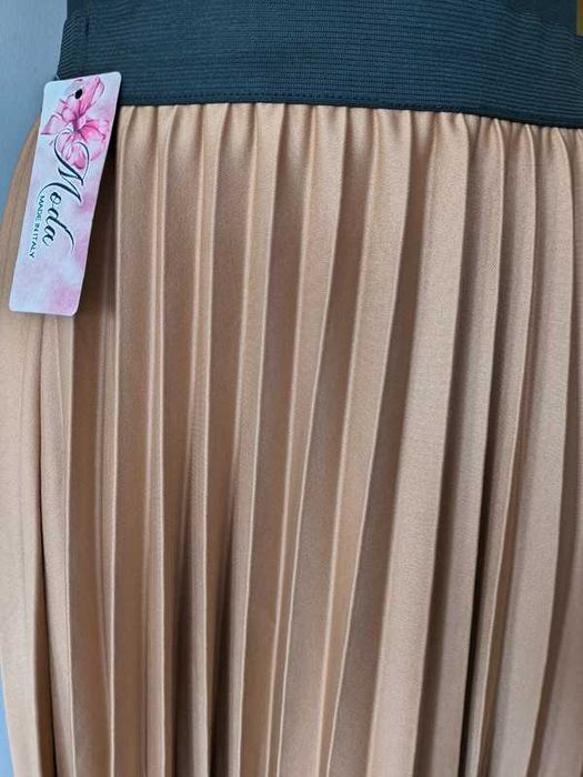 Plisowana spódnica beżowa brązowa cappuccino