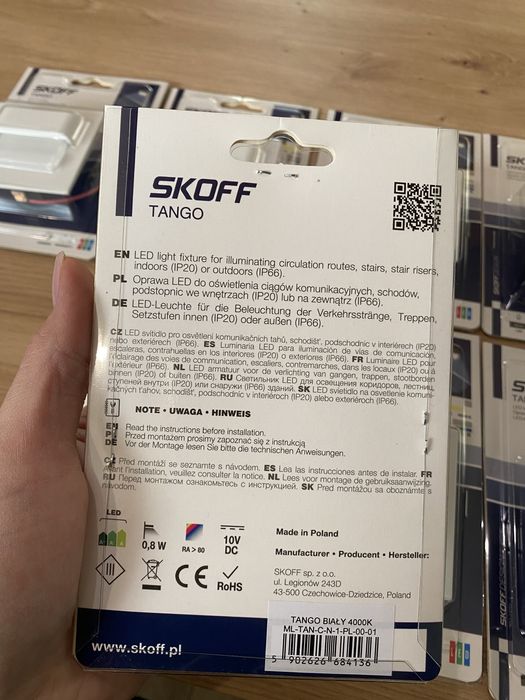 8x NOWE Lampki LED SKOFF TANGO 3000K Białe – Oświetlenie Schodów