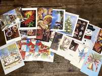 23 cartões antigos de Boas Festas, por escrever