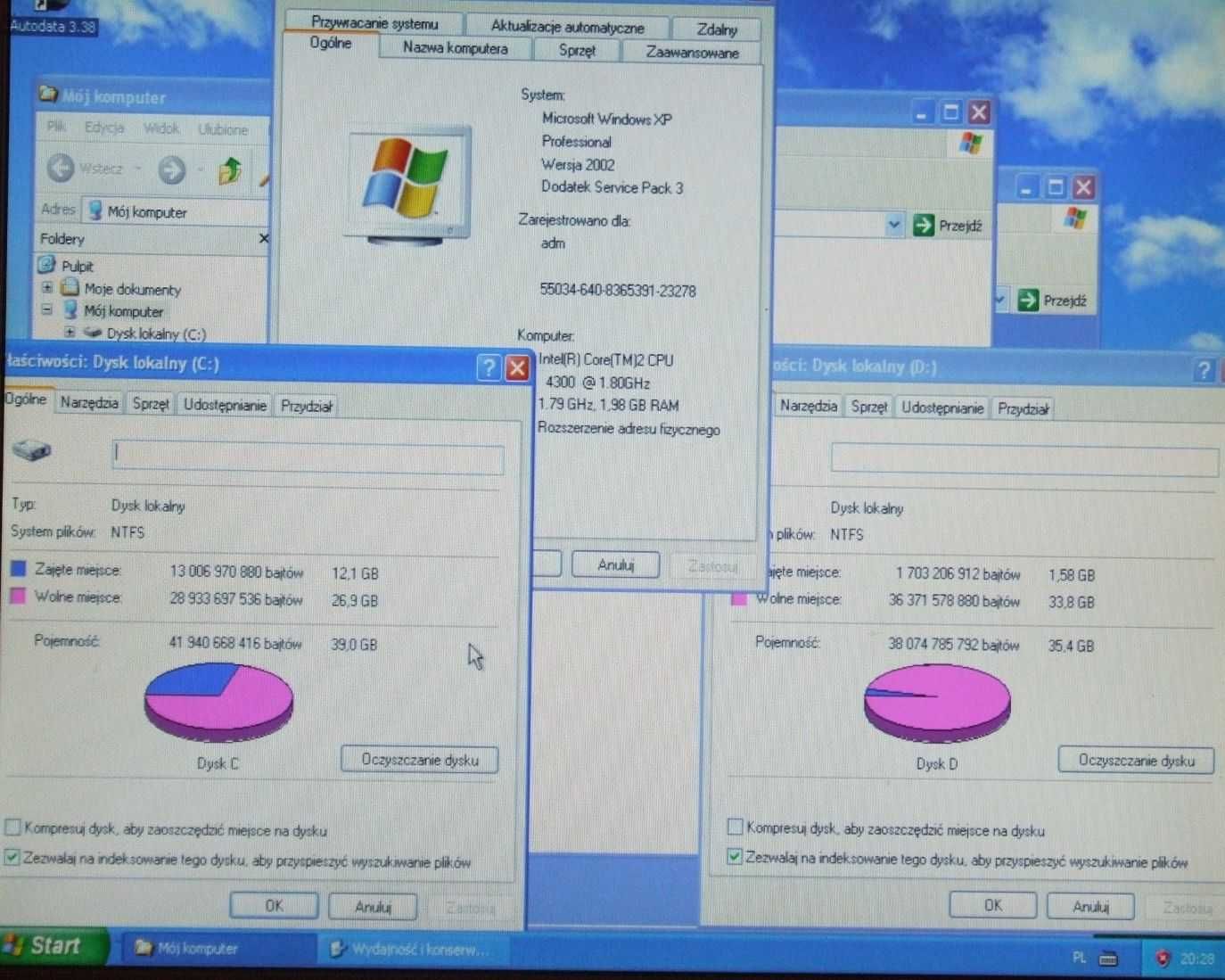 Mały HP Compaq Intel Core 2 Duo 1,8 GHz RAM 2 GB HDD 80 GB Windows XP