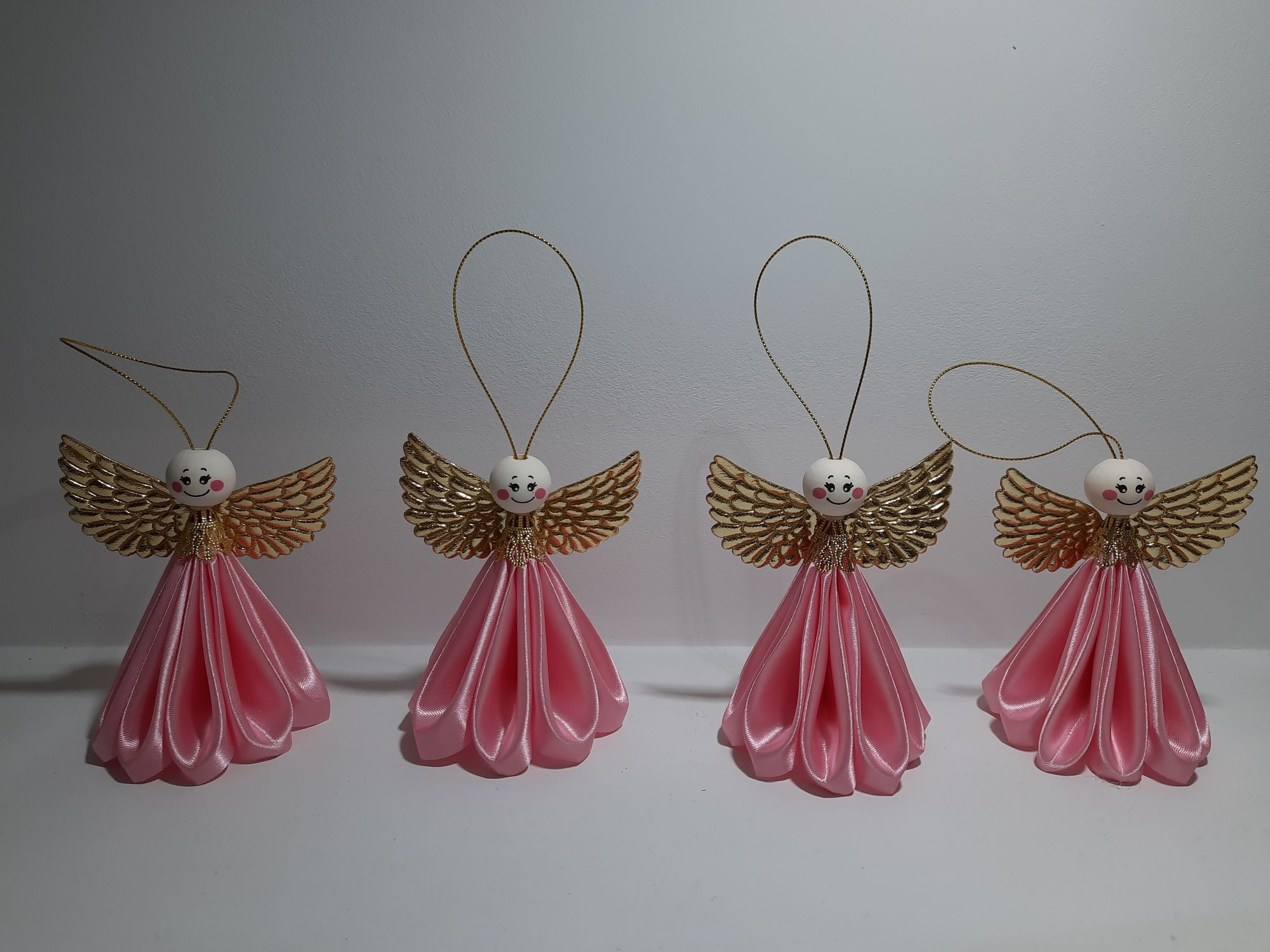 Aniołki ze wstążki na choinkę, ozdoby choinkowe handmade