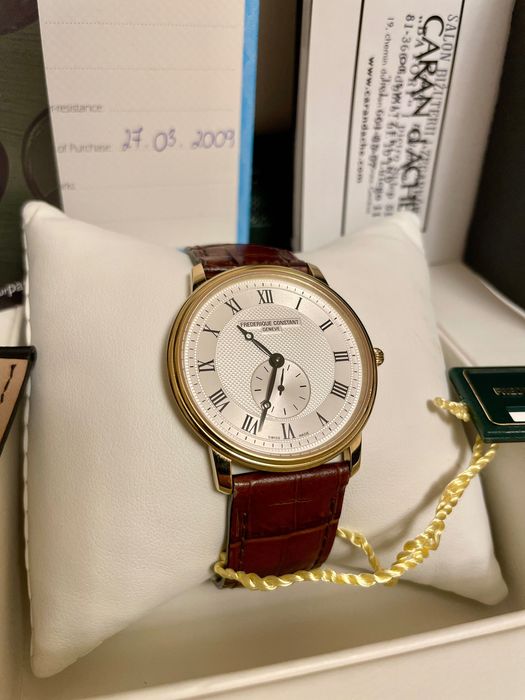 złoty zegarek Frederique Constant Classic Slim FC235M4S25, dokumenty