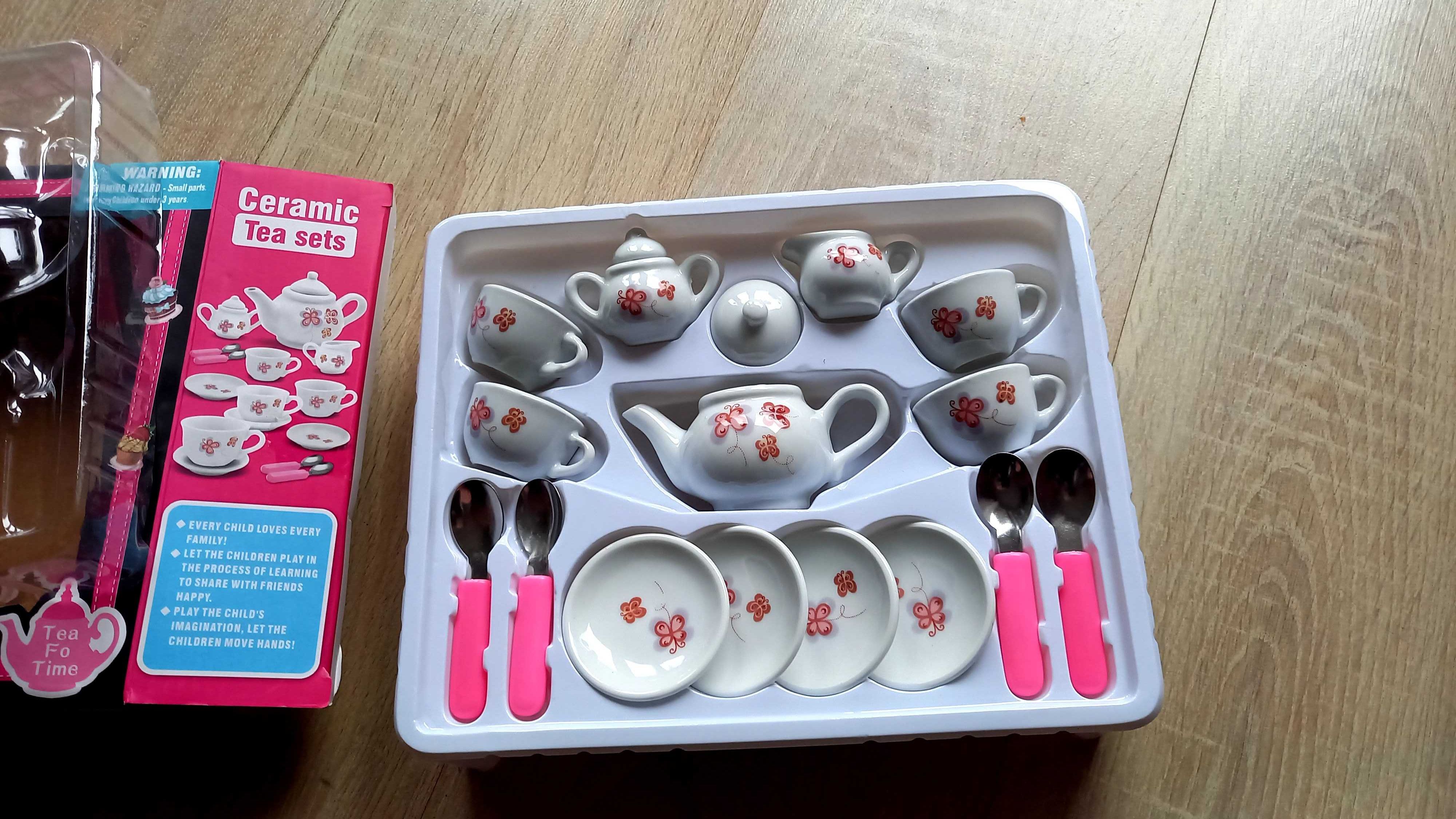 Ceramiczny mini zestaw do herabaty, kawowy, filiżanki dla lalek