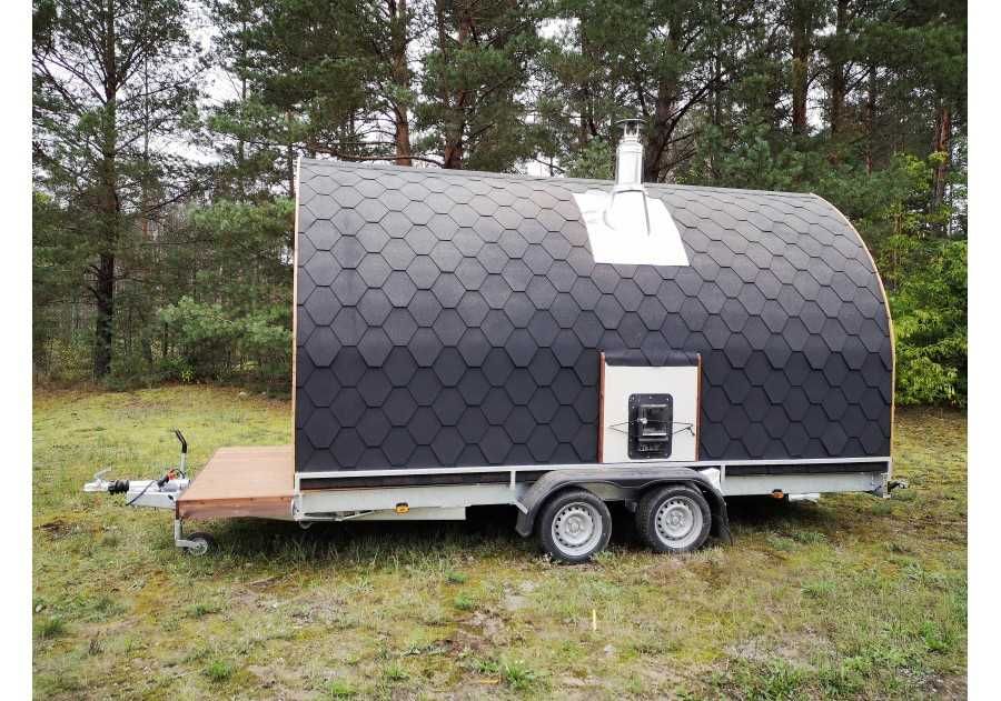 Sauna ogrodowa drewniana IGLO 2,5x2,34m beczka, ruska bania, fińska