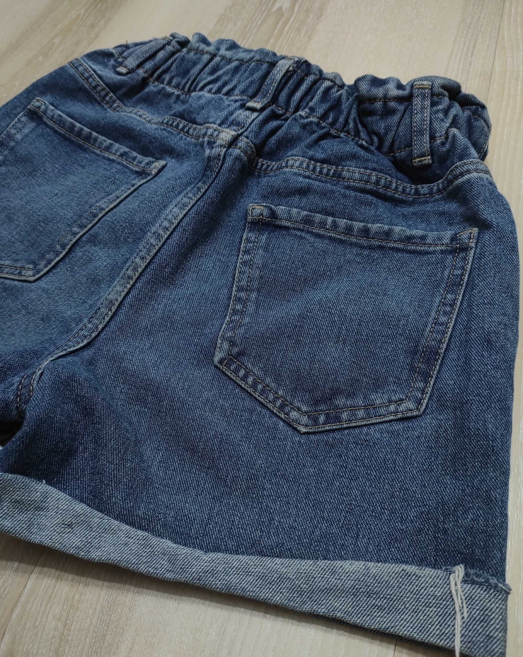 Широкие джинсовые шорты Мом на резинке, с высокой посадкой на 8-9 лет