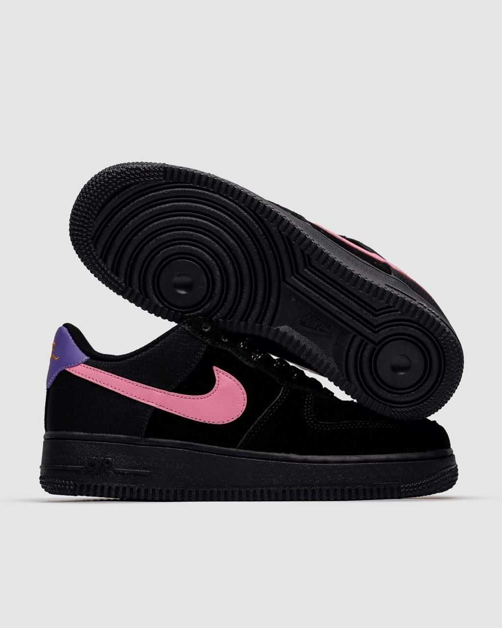 Жіночі кросівки Nike Air Force 1 чорний з рожевим  C-01074 ЯКІСТЬ