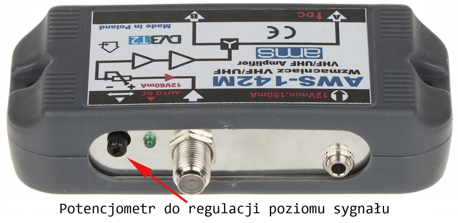 Rozdzielacz antenowy wzmacniacz DVB-T AMS AWS-142