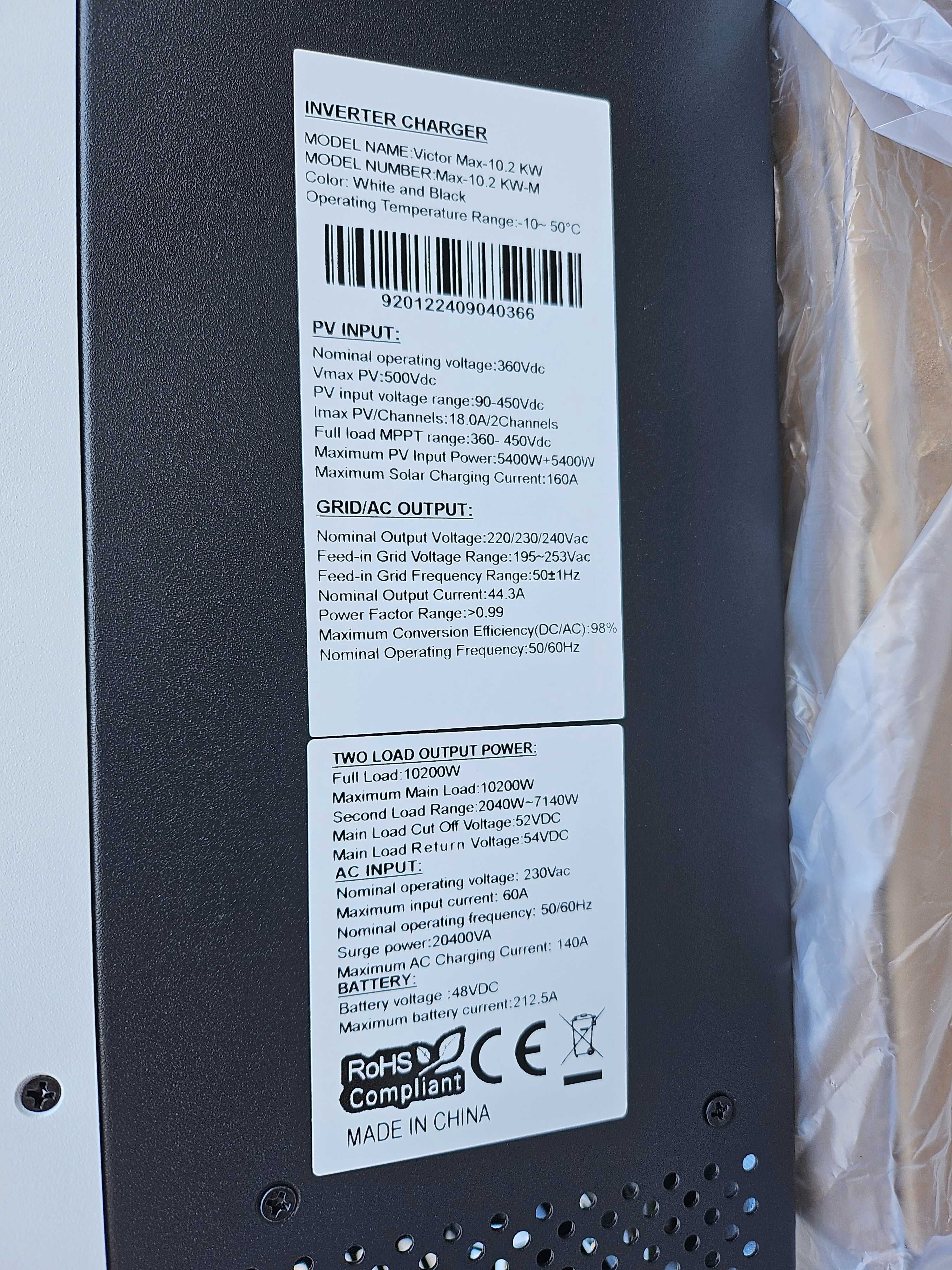 Inwerter Falownik Victor Max 10200 Off-Grid 10,2kW 48V 2x MPPT 1-FAZ