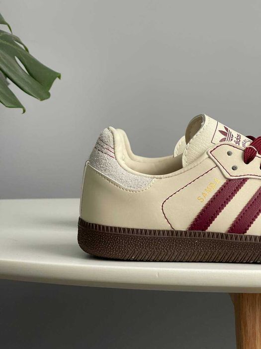 Кросівки Adidas Samba OG Wonder White Maroon premium
