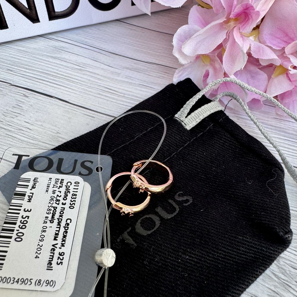 Tous Basics сережки Тоус Tous оригінал серьги нові бірка позолота