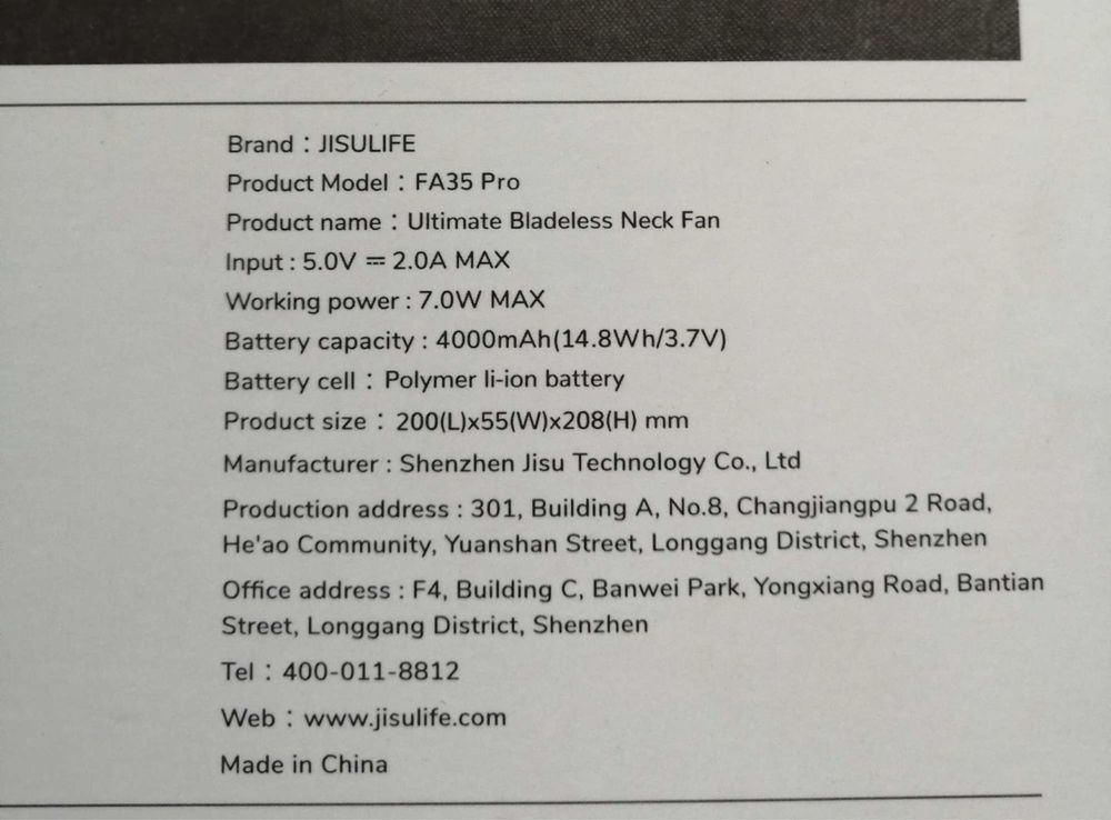 Wentylator JISULIFE FA35Pro